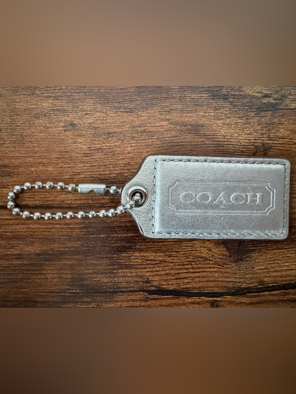 Coach Silver Metallic Leather Hang Tag Bag Charm Ball Chain Replacement